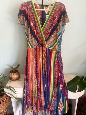 NWT Polo Ralph Lauren Southwestern Serape Handkerchief Dress Size 12